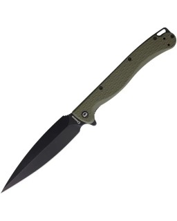 Daggerr Knives Vendetta Linerlock 8Cr14MoV stainless steel dagger blade blackwash finish OD Green FRN handle