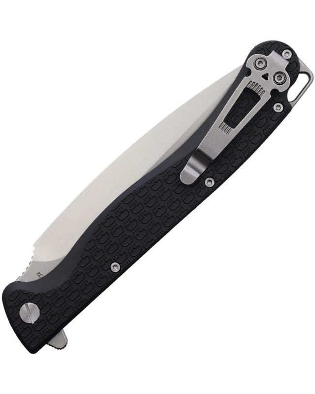 Daggerr Knives Vendetta Linerlock 8Cr14MoV stainless steel dagger blade stonewash finish Black FRN handle