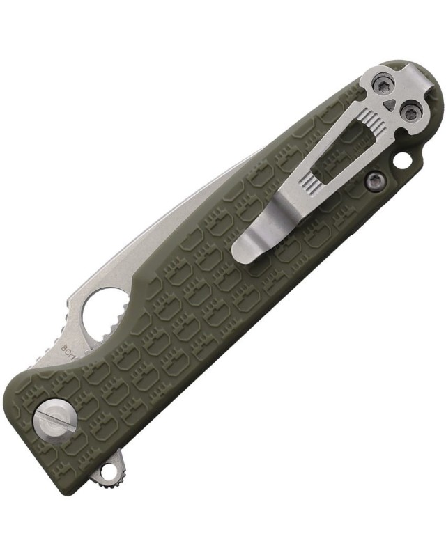 Daggerr Knives Florin Linerlock 8Cr14MoV stainless steel blade stonewash finish OD Green FRN handle