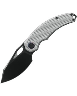 KUNWU Knives Padre folding knife VANAX steel black DLC coated blade Framelock Gray checkered titanium handle
