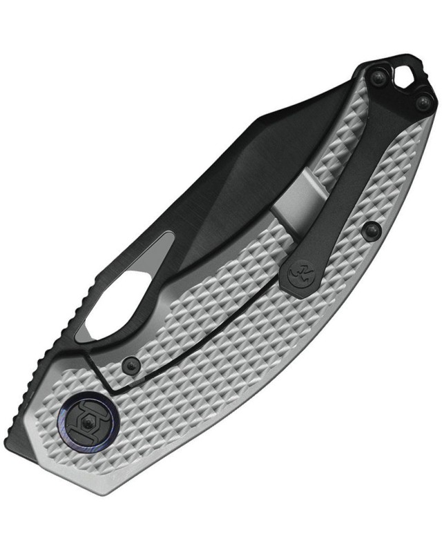 KUNWU Knives Padre folding knife VANAX steel black DLC coated blade Framelock Gray checkered titanium handle