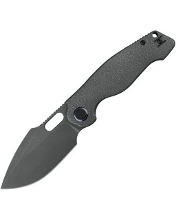 KUNWU Knives Gringo folding knife S390 steel stonewash finish blade Framelock Grey textured titanium handle