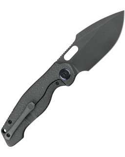 KUNWU Knives Gringo folding knife S390 steel stonewash finish blade Framelock Grey textured titanium handle