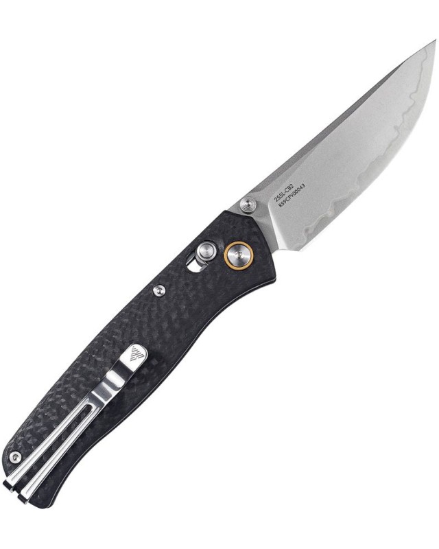 SRM Knives 255L folding knife Laminated 140Cr steel blade Carbon Fiber handle Crossbar Lock