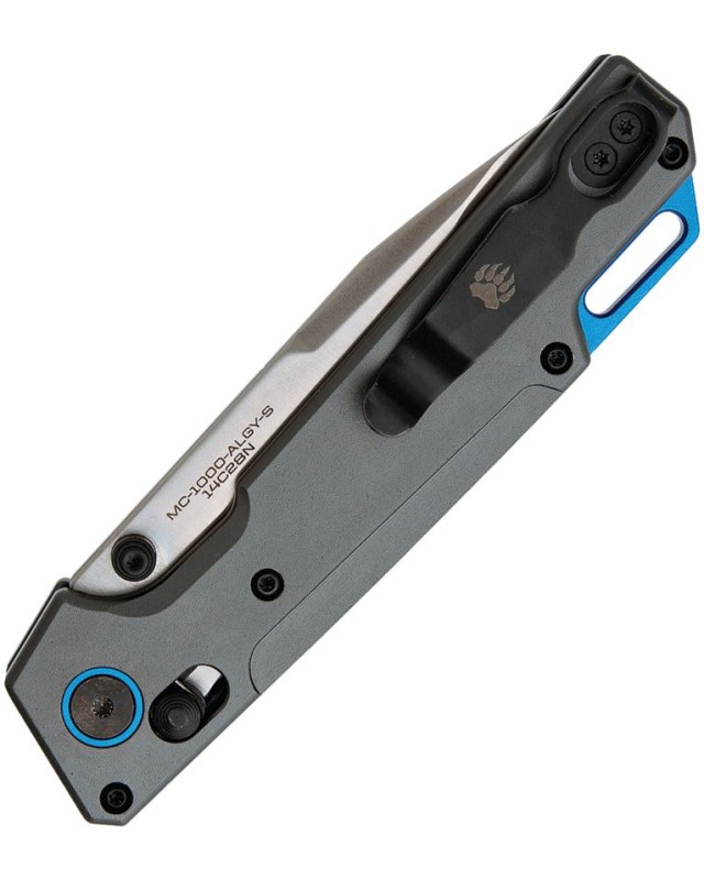 Bear & Son Nekama folding knife14C28N stainless steel satin finish blade Grey Aluminium handle crossbar lock