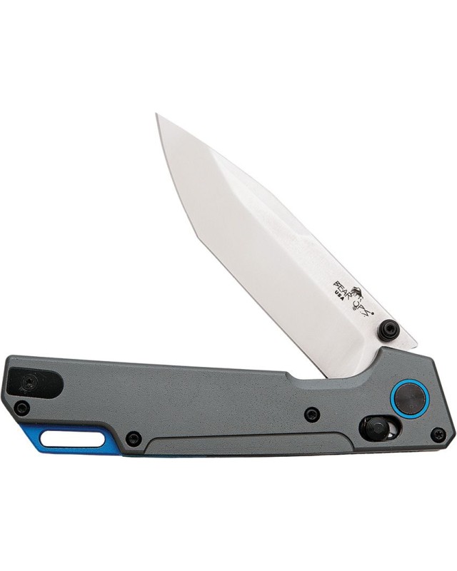 Bear & Son Nekama folding knife14C28N stainless steel satin finish blade Grey Aluminium handle crossbar lock