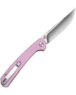 SENCUT Skelfin Button Lock 9Cr18MoV steel satin finish blade pink G10 handle