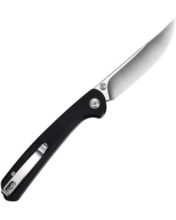 SENCUT Skelfin Button Lock 9Cr18MoV steel satin finish blade black G10 handle