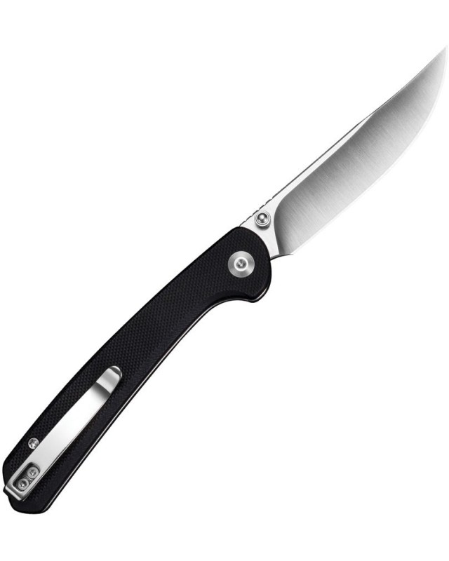 SENCUT Skelfin Button Lock 9Cr18MoV steel satin finish blade black G10 handle