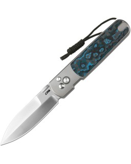 CJRB Perfect Locust Button Lock S90V premium steel satin finish dagger shape blade Arctic storm carbon fiber handle