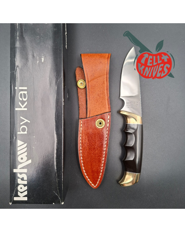 Kershaw fixed blade 1030 Hunter AUS8 stainless steel brass guard and pommel phenolic resin handle Hattori Design