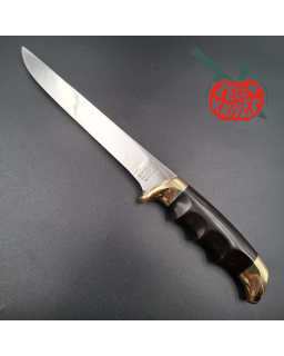 Kershaw fixed blade 1031 Fisher AUS8 stainless steel brass guard and pommel phenolic resin handle Hattori Design