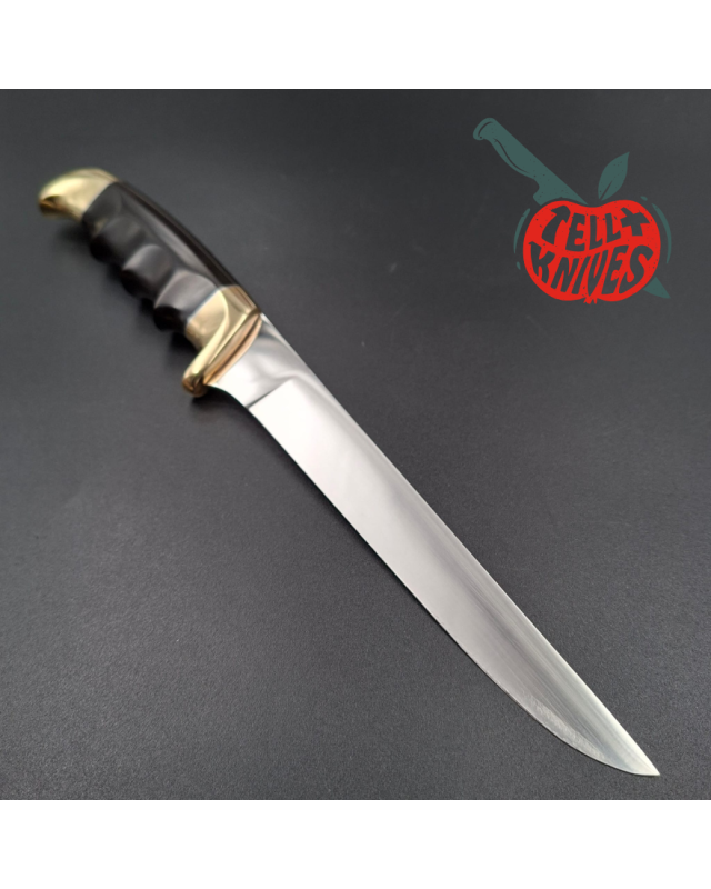 Kershaw fixed blade 1031 Fisher AUS8 stainless steel brass guard and pommel phenolic resin handle Hattori Design