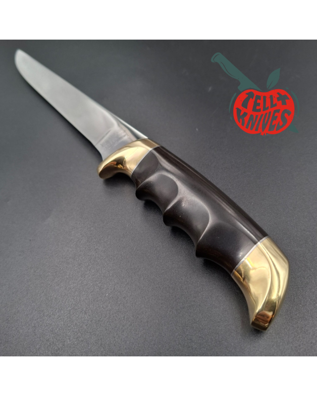 Kershaw fixed blade 1031 Fisher AUS8 stainless steel brass guard and pommel phenolic resin handle Hattori Design