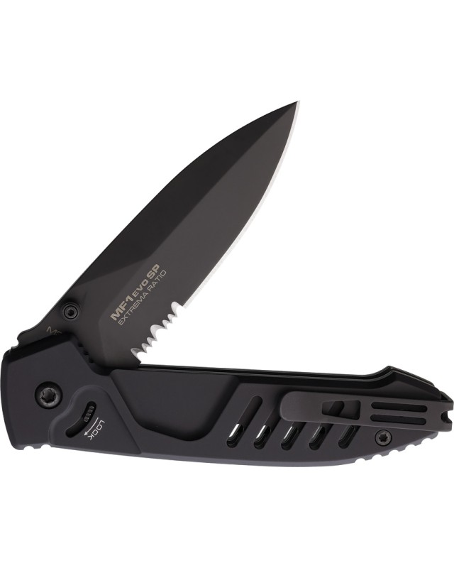 Extrema Ratio MF1 EVO D Linerlock 0233BLKTM Serrated N690 Steel Gray Aluminium Handle