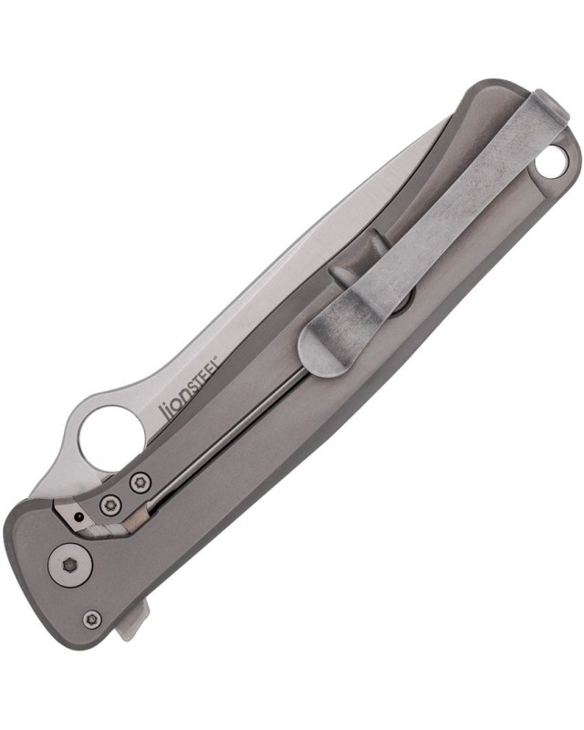 Spyderco Slym M390 steel gray titanium handle carbon fiber inlay made by LionSteel