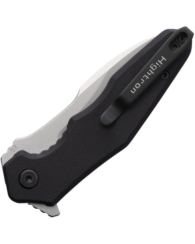 HIGHTRON Mini Ventura folding knife D2 steel satin finish blade Black G10 handle Linerlock