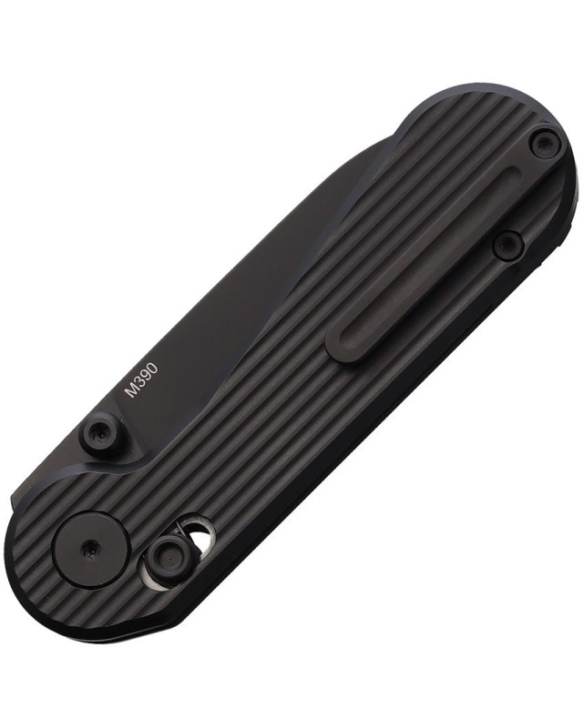 HIGHTRON Edgeplay folding knife M390 steel black PVD coated sheepfoot blade Black sculpted titanium handle AXIS Lock