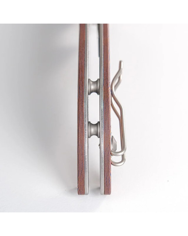 Vosteed Naga S35VN steel stonewash finish button lock Raindrop micarta handle bowie blade