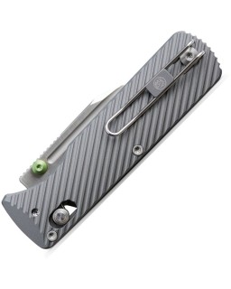 VOSTEED Vombat Bowie shape blade M390 premium steel stonewash finish Crossbar Lock grey Aluminum Handle A4101