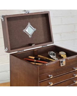 Six Drawer Collector's Chest Dark Oak wood