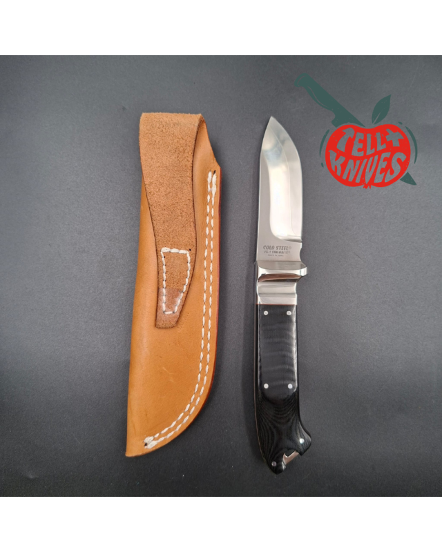 Cold Steel Pendleton Custom Classic Fixed Blade Knife VG-1 SAN MAI black micarta handle brown leather sheath