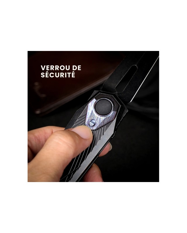 Remette Infinite Power  M390 steel blackwash finish blade blackwash titanium handle Timascus inlay Dagger blade Manual O