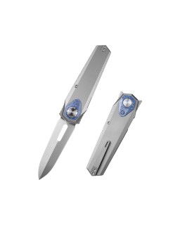 Remette Infinite Power  M390 steel stonewash finish blade stonewash titanium handle Timascus inlay Dagger blade Swiss Le