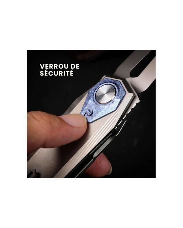 Remette Infinite Power  M390 steel stonewash finish blade stonewash titanium handle Timascus inlay Dagger blade Swiss Le