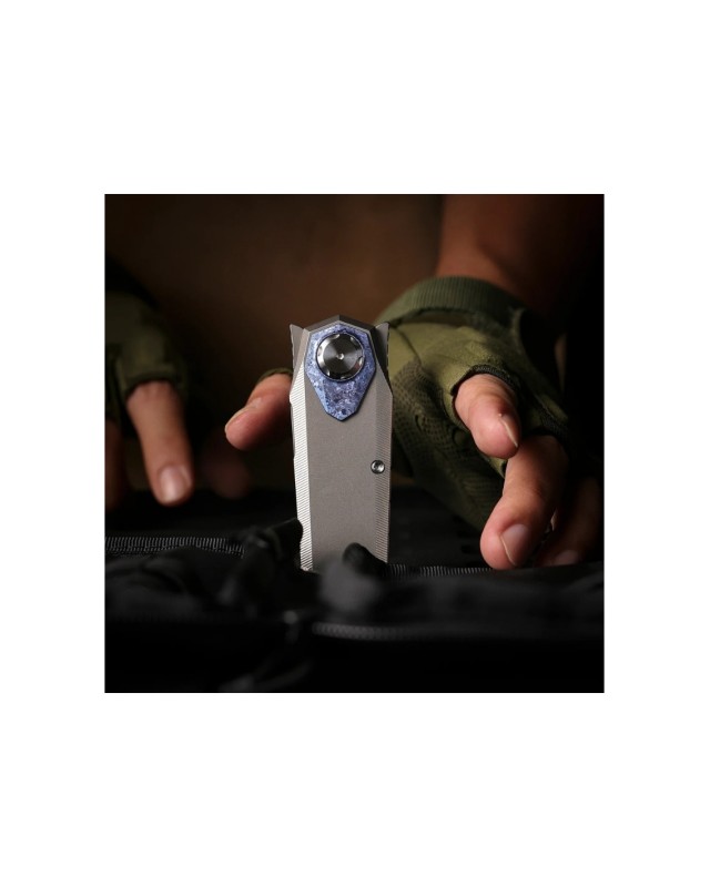 Remette Infinite Power  M390 steel stonewash finish blade stonewash titanium handle Timascus inlay Dagger blade Swiss Le