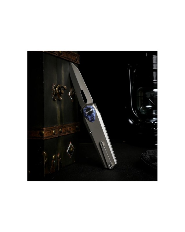 Remette Infinite Power  M390 steel stonewash finish blade stonewash titanium handle Timascus inlay Dagger blade Swiss Le