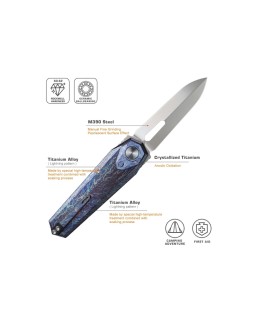 Remette Infinite Power  M390 steel stonewash finish blade lightning titanium handle Dagger blade Swiss Legal