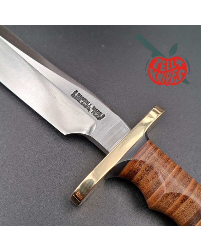 Randall Made Knives Model 3-6 Recon forged carbon steel brass guard stacked leather handle brown leather sheath