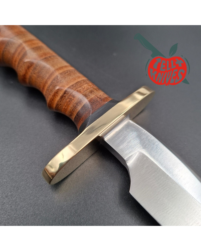 Randall Made Knives Model 3-6 Recon forged carbon steel brass guard stacked leather handle brown leather sheath