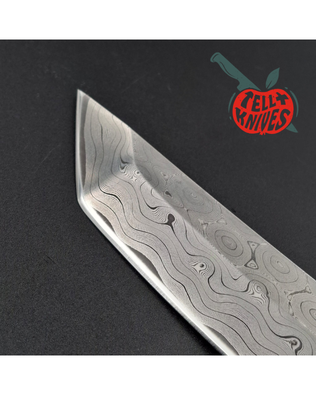 Cold Steel 1998 Imperial Tanto Full Tang Damascus Blade white rayskin handle black leather sheath made in Japan