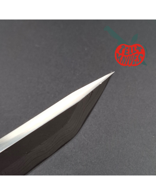 Cold Steel 1998 Imperial Tanto Full Tang Damascus Blade white rayskin handle black leather sheath made in Japan