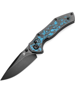 Kansept Apollo Crossbar Lock Folding Knife  CPM S35VN Steel Blue Carbon Fiber Titanium Handle