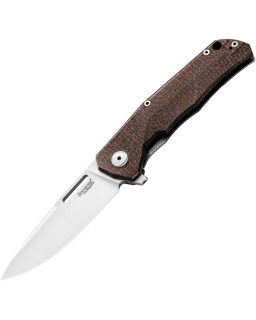 LionSteel Q4TTRO Folding Knife  CPM-MagnaCut Steel Braun Micarta Titanium Handle