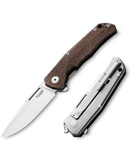 LionSteel Q4TTRO Folding Knife  CPM-MagnaCut Steel Braun Micarta Titanium Handle