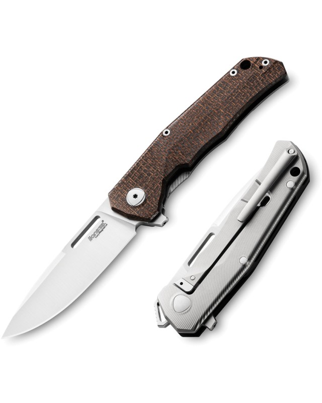 LionSteel Q4TTRO Folding Knife  CPM-MagnaCut Steel Braun Micarta Titanium Handle
