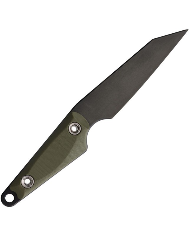 1881 Knife Works UDT Full tang black coated 1095HC steel Fixed Blade OD Green G10 handle Brown leather sheath