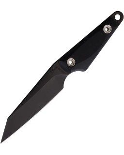 1881 Knife Works UDT Full tang black coated 1095HC steel Fixed Blade Black G10 handle Brown leather sheath