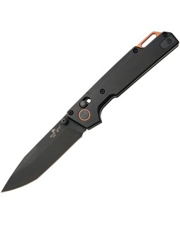 Bear & Son Nekama folding knife14C28N stainless steel black finish blade Black Aluminium handle crossbar lock