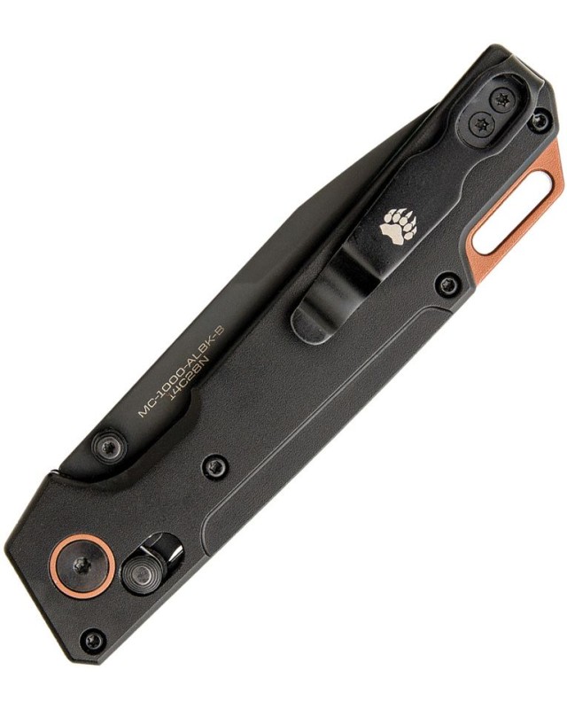 Bear & Son Nekama folding knife14C28N stainless steel black finish blade Black Aluminium handle crossbar lock