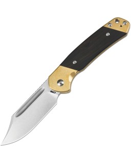 CJRB Pyrite Bowie AR-RPM9 stainless steel stonewash finish blade brass bolsters wood handle slip joint
