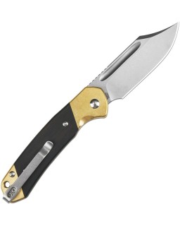 CJRB Pyrite Bowie AR-RPM9 stainless steel stonewash finish blade brass bolsters wood handle slip joint