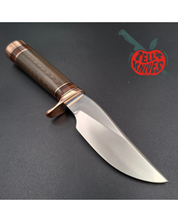 Randall Made Knives Model 27 Mini Copper forged stainless steel green micarta and stacked leather handle copper guard an