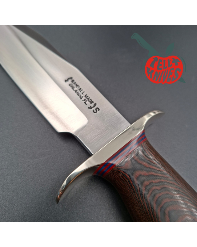 Randall Made Knives Model 15 5.5 Airman forged stainless steel black and red micarta handle nickel silver guard