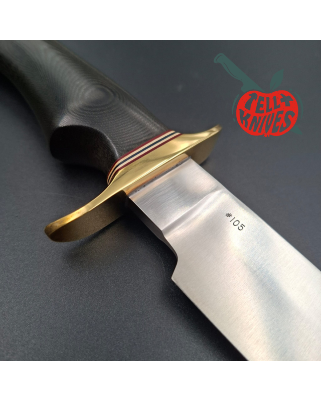 Randall Made Knives Nordic Knives Special Bowie forged stainless steel brass guard black micarta handle brown leather sh