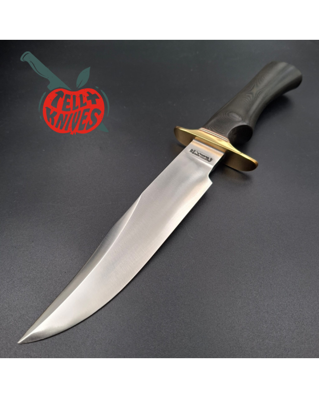 Randall Made Knives Nordic Knives Special Bowie forged stainless steel brass guard black micarta handle brown leather sh